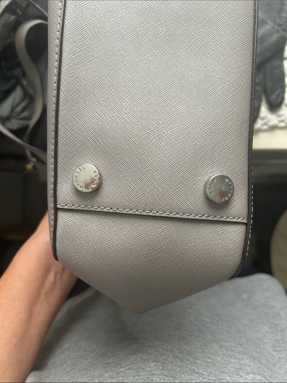 Michael Kors Taupe Gray Leather Shoulder Bag - Picture 13 of 16